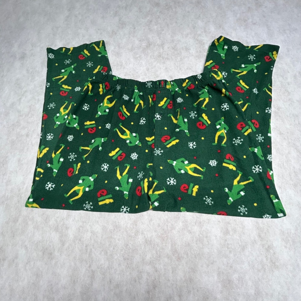 Elf‎ Movie Pajama Pants Fleece Christmas Holiday Sleepwear Green Mens Size